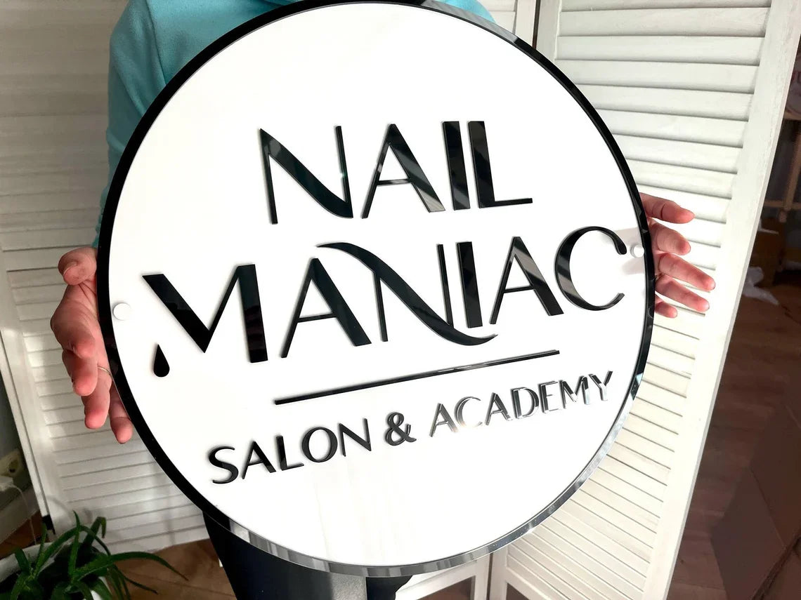 Custom Business Logo Sign Round Acrylic Signs Personalized 3D Wall Art Sign for Office Salon Wedding Small Business