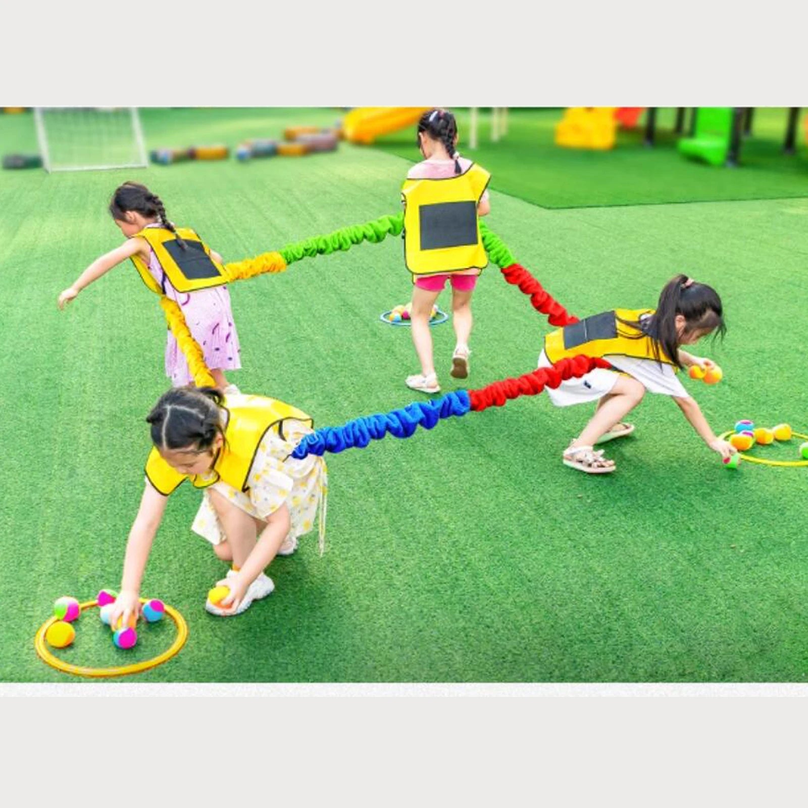 Cooperative Stretch Rope Kids Dynamic Movement Exercise Prop Resistance Band Elastic Fleece Cooperative Stretchy Band
