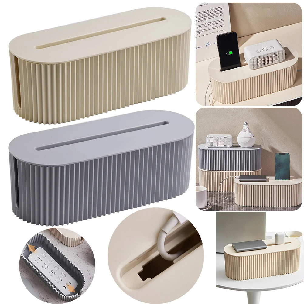 Cable Tidy Box Cable Management Box Large Capacity Desktop Cord Organizer with Lid Cable Organizer Box for Hiding Messy