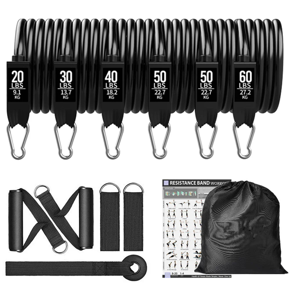 300lb Fitness Booty Resistance Elastic Band Workout for Training Home Exercise Sport Gym Dumbbell Harness Set Expander