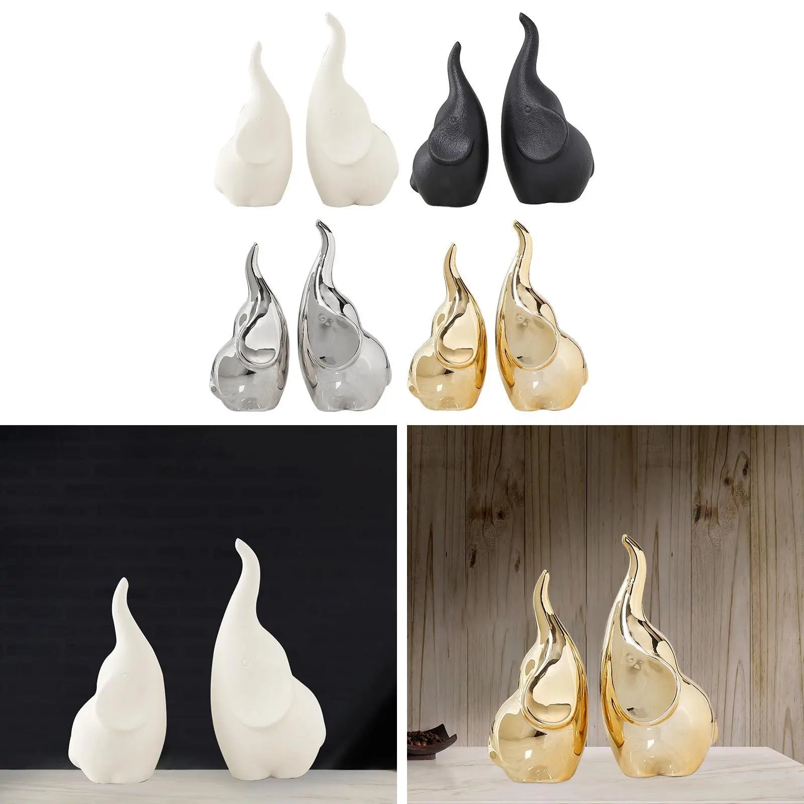 2x-elephant-figurine-sculpture-art-statuette-desk-animal-present-cute-ornament
