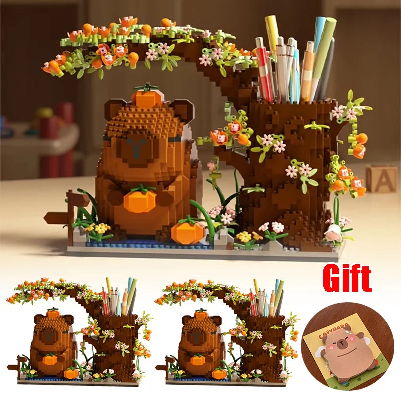 kapibara-pen-holder-building-particle-puzzle-set-for-girls-teens-adult-creative-diy-craft-gift-for-school-student-birthday-decor