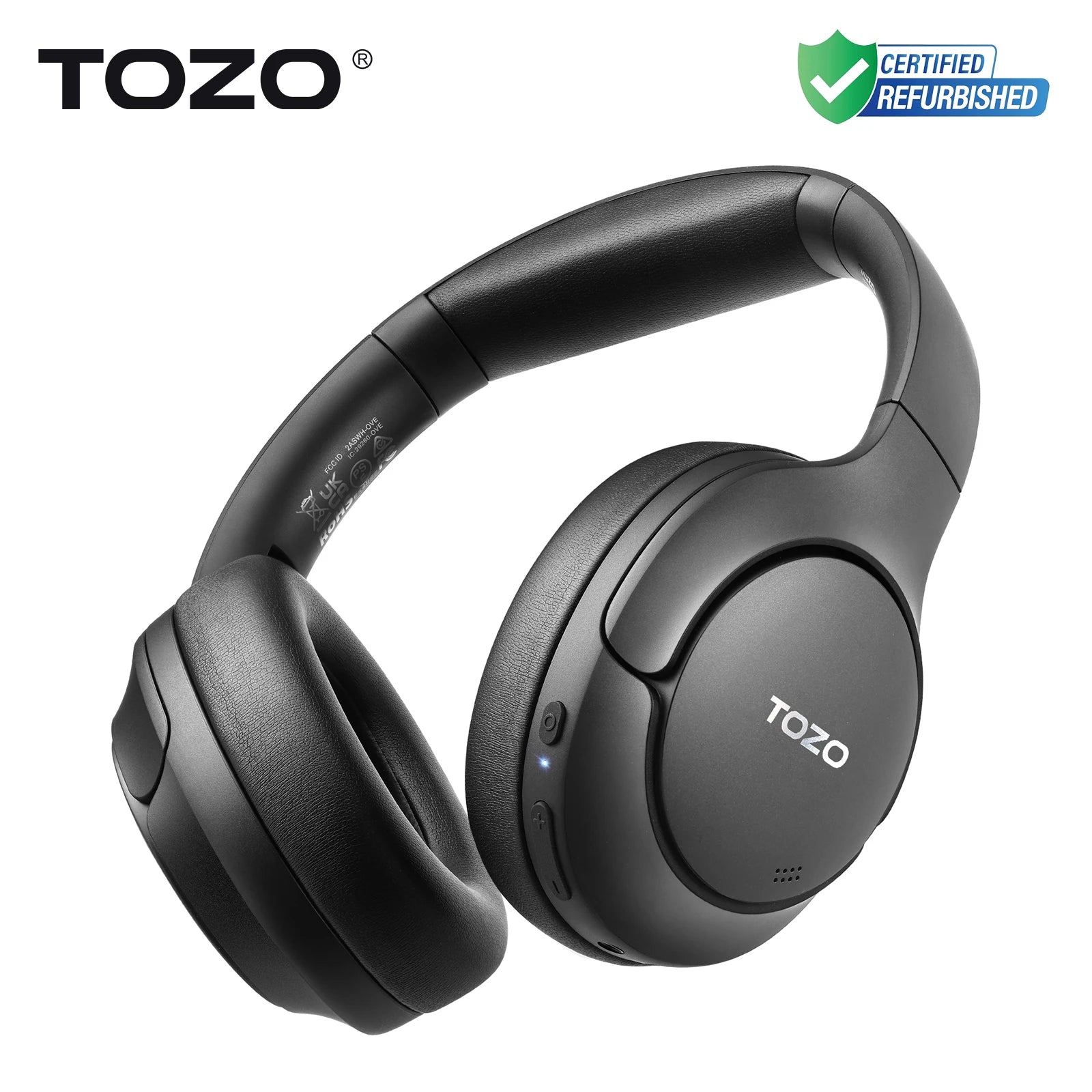 Refurbished TOZO Hi-Res Over Ear Headphones with Mic Hybrid Active Noise Cancelling 38dB Wireless&Wired Headsets 40mm