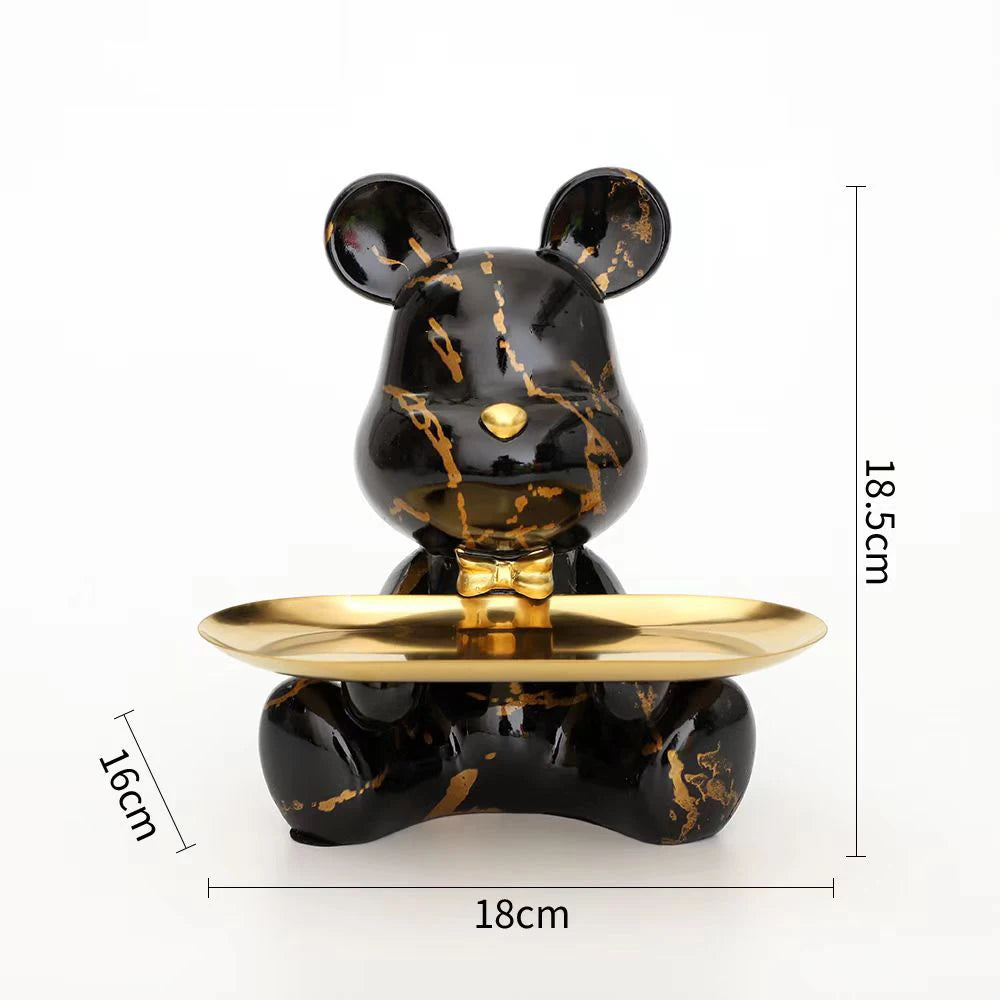 18.5cm Graffiti New Bear Figurine Home Decoration Animal Statue Keys Storage Shelf Modern Room Sculpture Table Decor