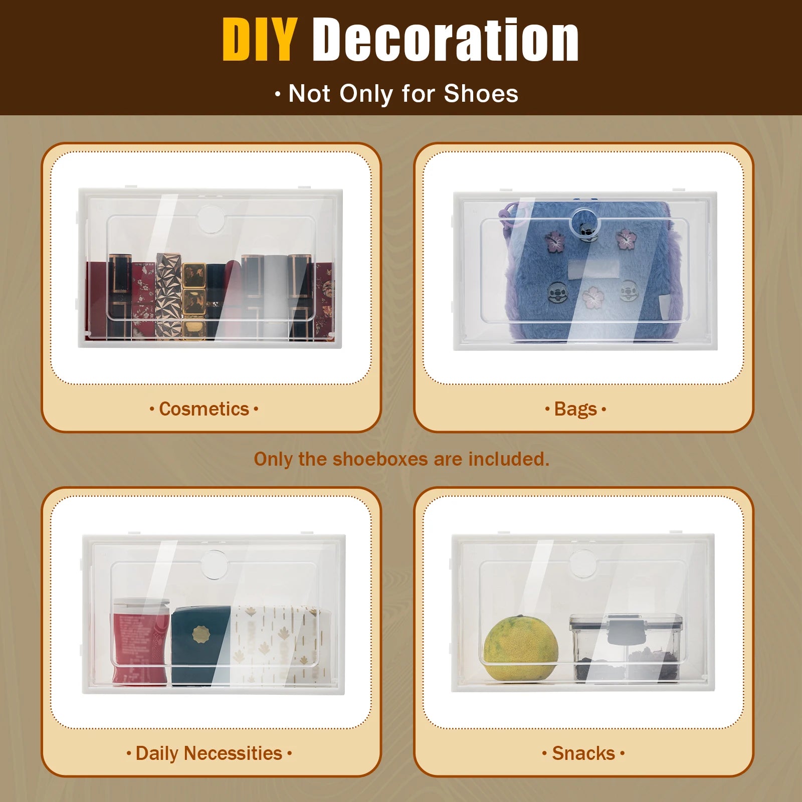 24 pcs Thick Transparent Shoe Box Simple Plastic Drawer Style Stackable Box Dustproof Free Combination Rack - United