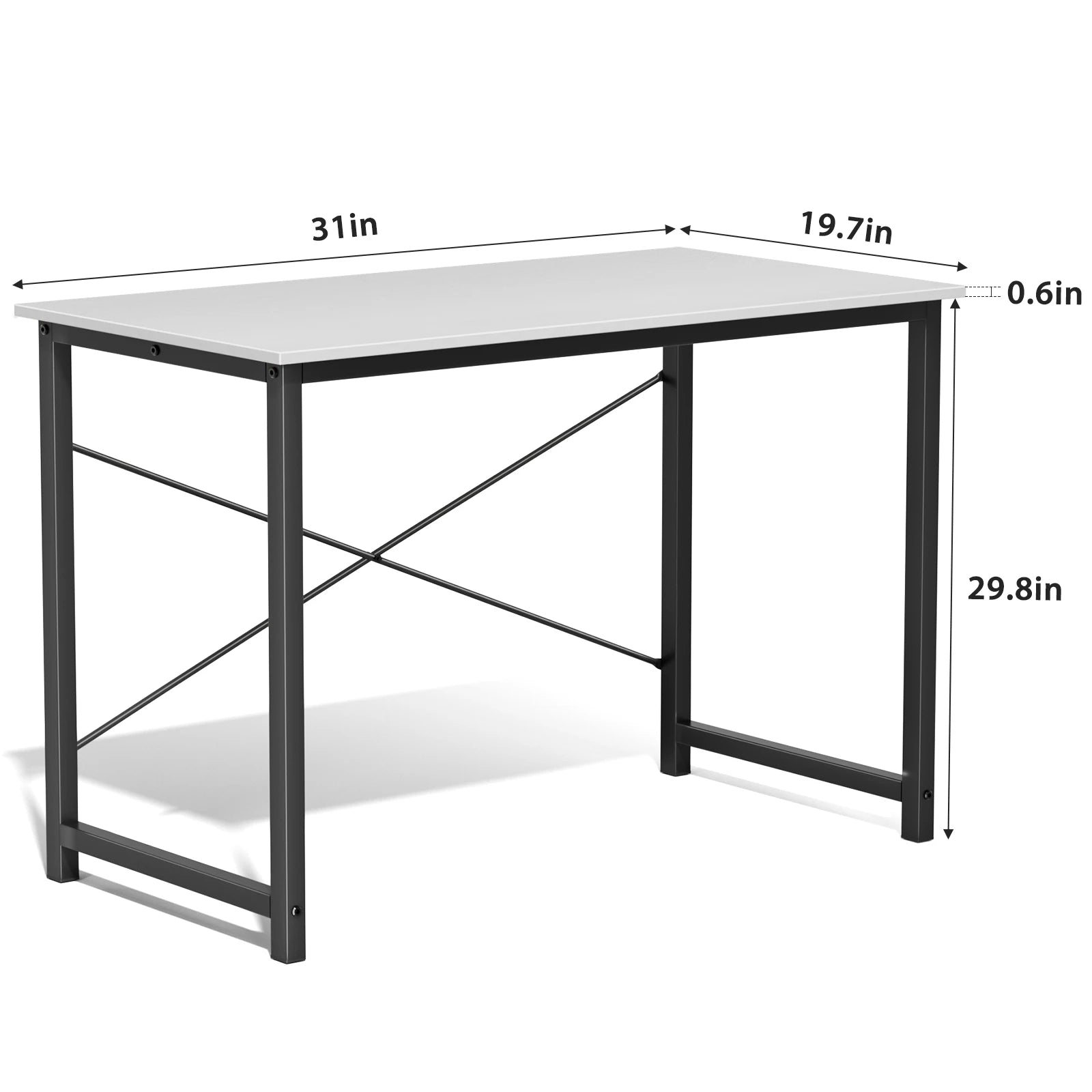 JHK Computer Office Desk Writing Study Office Gaming Table Modern Simple Style Compact Metal Frame Wood Tabletop Easy