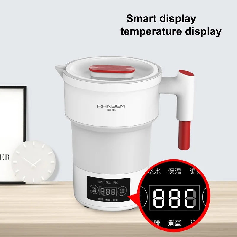 600Ml Foldable Electric Kettle 220V Portable Kettle Smart Mini Temperature Control Home Travel Coffee Pot Multifunction