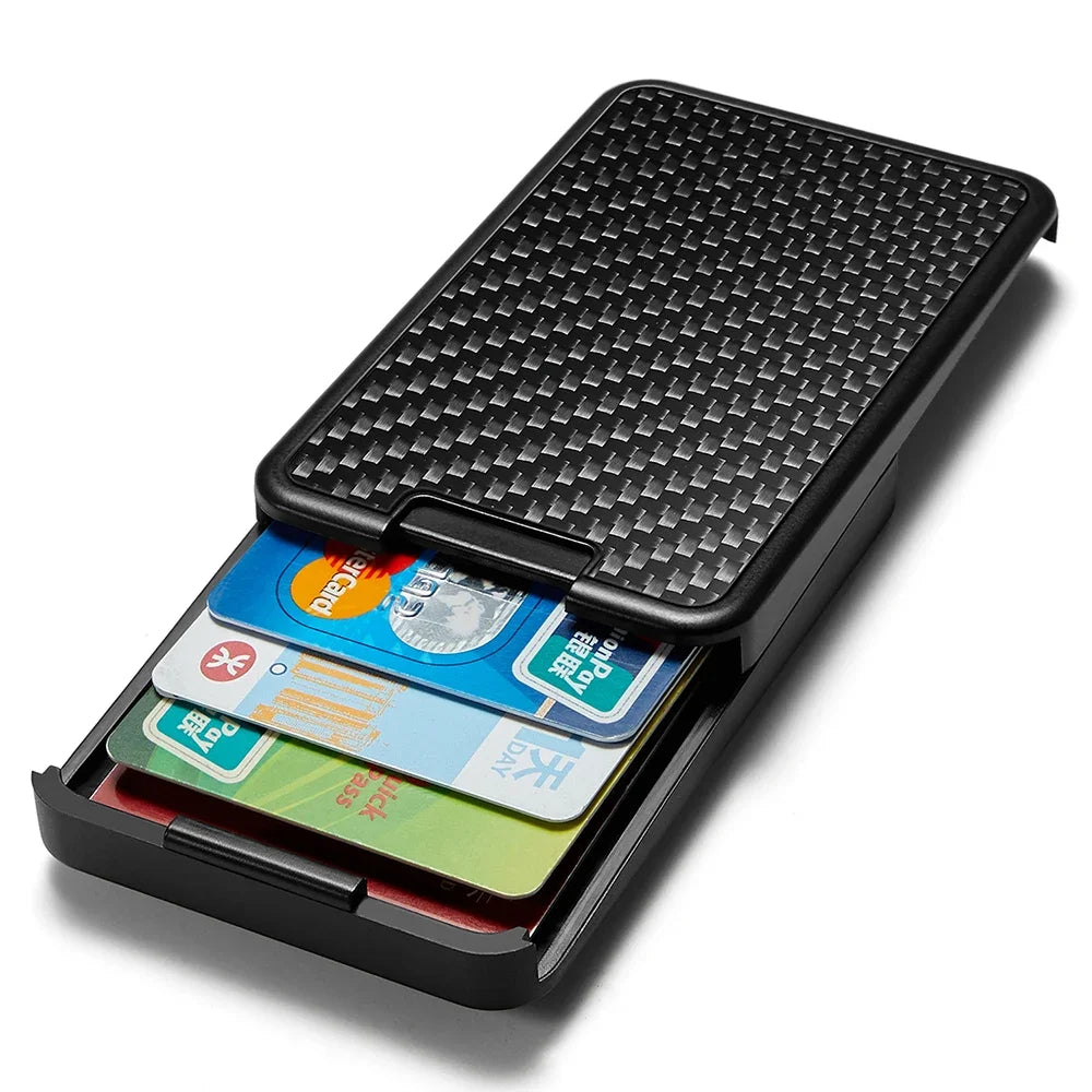 NEW Men Carbon Fiber Creative Office Card Holder Cases RFID Money Bag Security Smart Wallet Cartera ID Bank Credit Card
