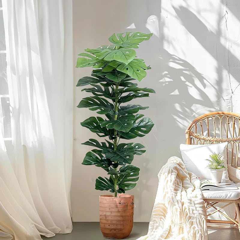 70-150cm Artificial Monstera Tree Fake Palm Plants Plastic Turtle Leafs Tropical Landscape Plants For Home Garden Shop