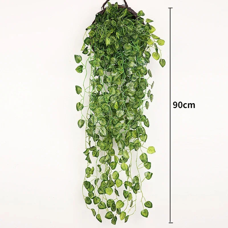 90cm Artificial Plant Vine Home Decoration Hanging Plastic Leaf Grass Garland Outdoor Wedding Party Decorations Fake