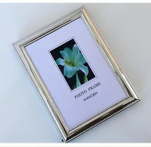 Aqumotic Nordic Iron Photo Frame Simple Silver Mirror Picture Frames Decorative Metal Set Up Wall 6’’ 7’’ 8’’ Office