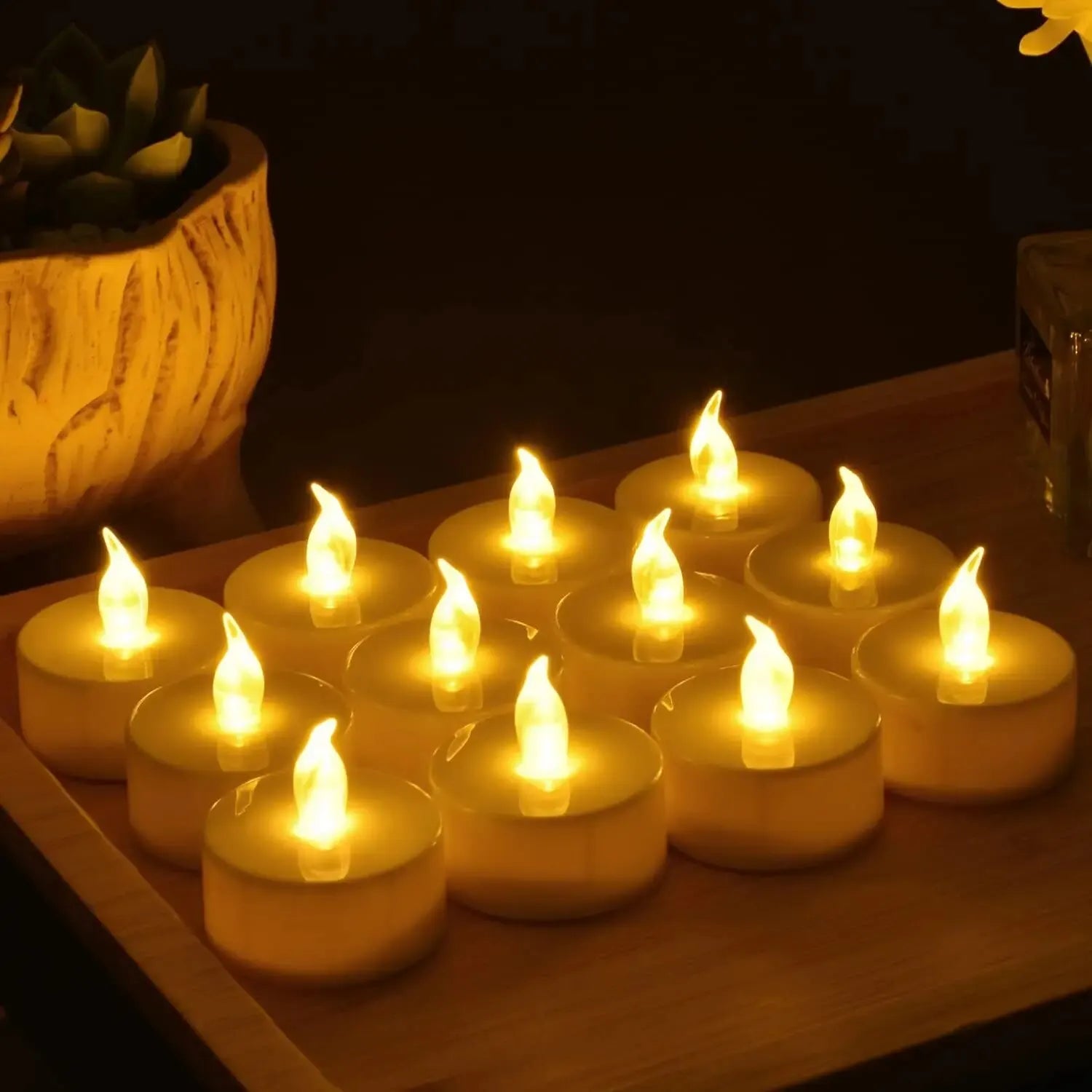 Candlium 100 Pack Warm Yellow Flameless LED Tea Lights Candles Battery Operated 200+ Hours For Votive Aniversary