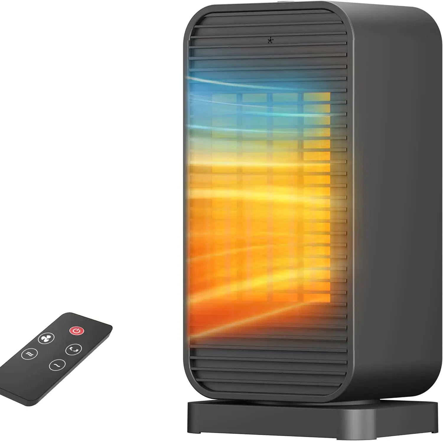 Portable 1500W PTC Mini Space Heater with Remote 50° Swing Desk Heater for Office Bedroom Garage Bathroom - United