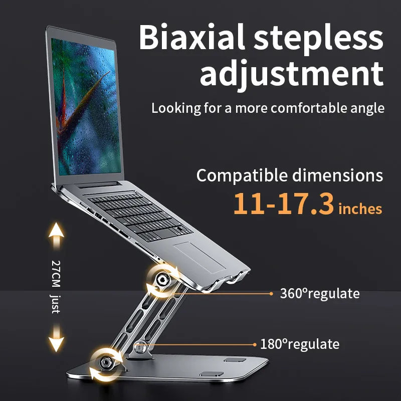 Laptop Stand Adjustable Aluminum Alloy Notebook Tablet Stand Up to 17 Inch Laptop Portable Fold Holder Cooling Bracket
