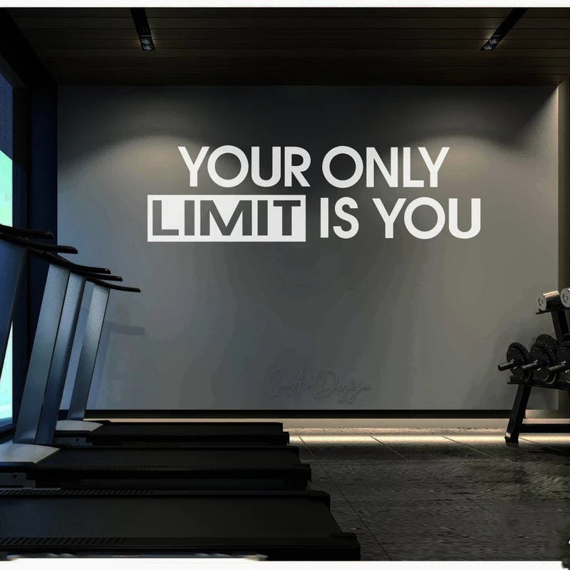 Your only limit is you - Wall decal sticker Gym wall design Office decor Workout motivation Home gym quote Training