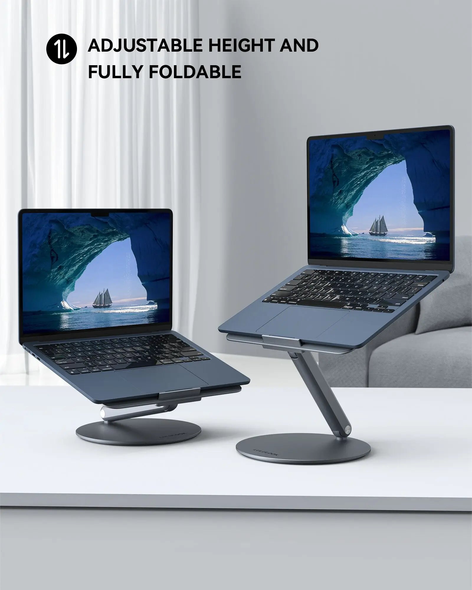 LULULOOK Foldable Laptop Stand with 360 Rotating Base Notebook Stand Laptop Holder For MacBook Pro/Air,Dell,Laptops