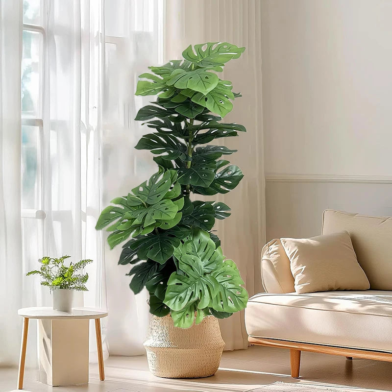 70-150cm Artificial Monstera Tree Fake Palm Plants Plastic Turtle Leafs Tropical Landscape Plants For Home Garden Shop