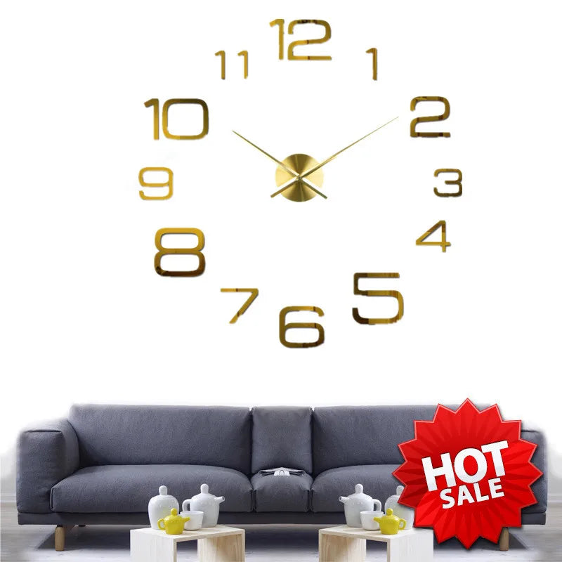 2025 Modern Design Large Wall Clock 3D DIY Quartz Clocks Fashion Watches Acrylic Mirror Stickers Living Room Home Decor