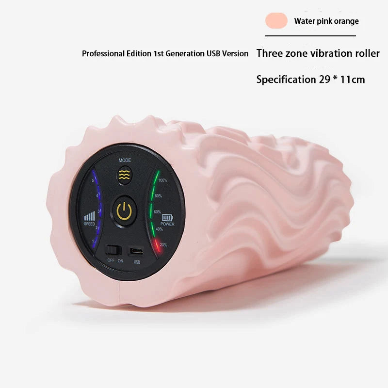 5-gear Electric Foam Shaft Yoga Fitness Vibration Relaxation Massage Column Electric Ripple Yoga Column - Foam Roller