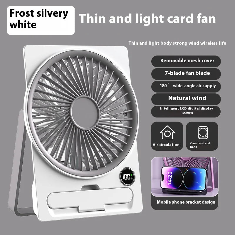 Desk Fan Portable USB Rechargeable Fan 180° Tilt Folding Personal Fan With Power Display 5 Speeds Ultra Quiet Table Fan