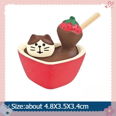 Japanese stlye cat with chocolate food resin Figurines & Miniatures on the desk room decoration gift home accessories