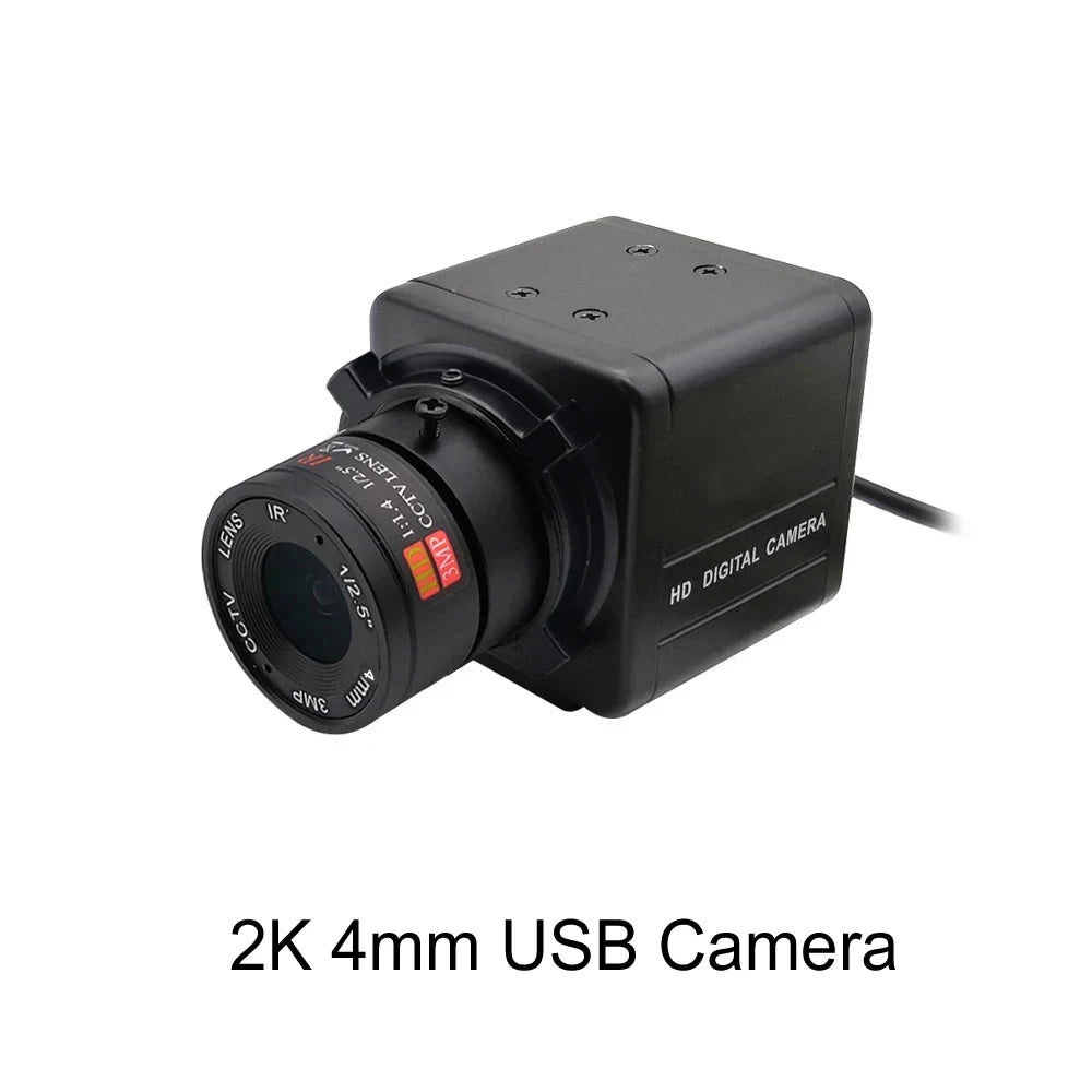 2K 4MP USB Webcam PC Camera 30fps 2560x1440 MJPG High Speed UVC BOX Camera Varifocal Zoom 2.8-12mm/5-50mm or fix 4mm