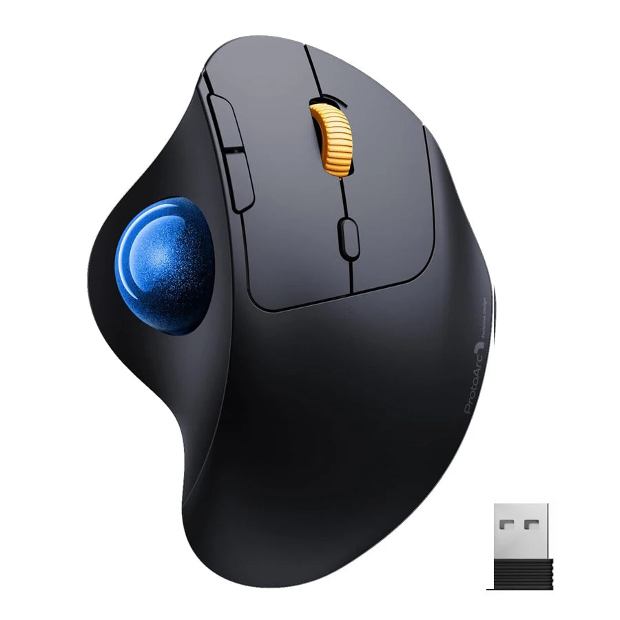 ProtoArc EM04 Trackball Mouse Wireless Rechargeable Ergonomic Vertical Bluetooth Mice for Computer PC iPad Mac Windows