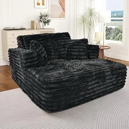 Oversized Chaise Lounge Indoor Modern Plush Corduroy Fabric Deep Seat Boneless Memory Foam Sleeper Chaise Lounge Sofa