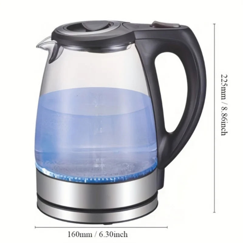 Electric Kettle with Stainless Steel Filter and Inner Lid 1200W Wide Opening 1.7L Glass Tea Kettle & Hot Water Boiler