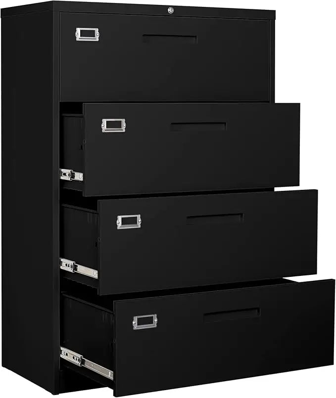 4 Drawer Filing Cabinet with Lock Metal Lateral File Cabinet Office Home Steel Lateral File Cabinet Heavy-Duty Storage