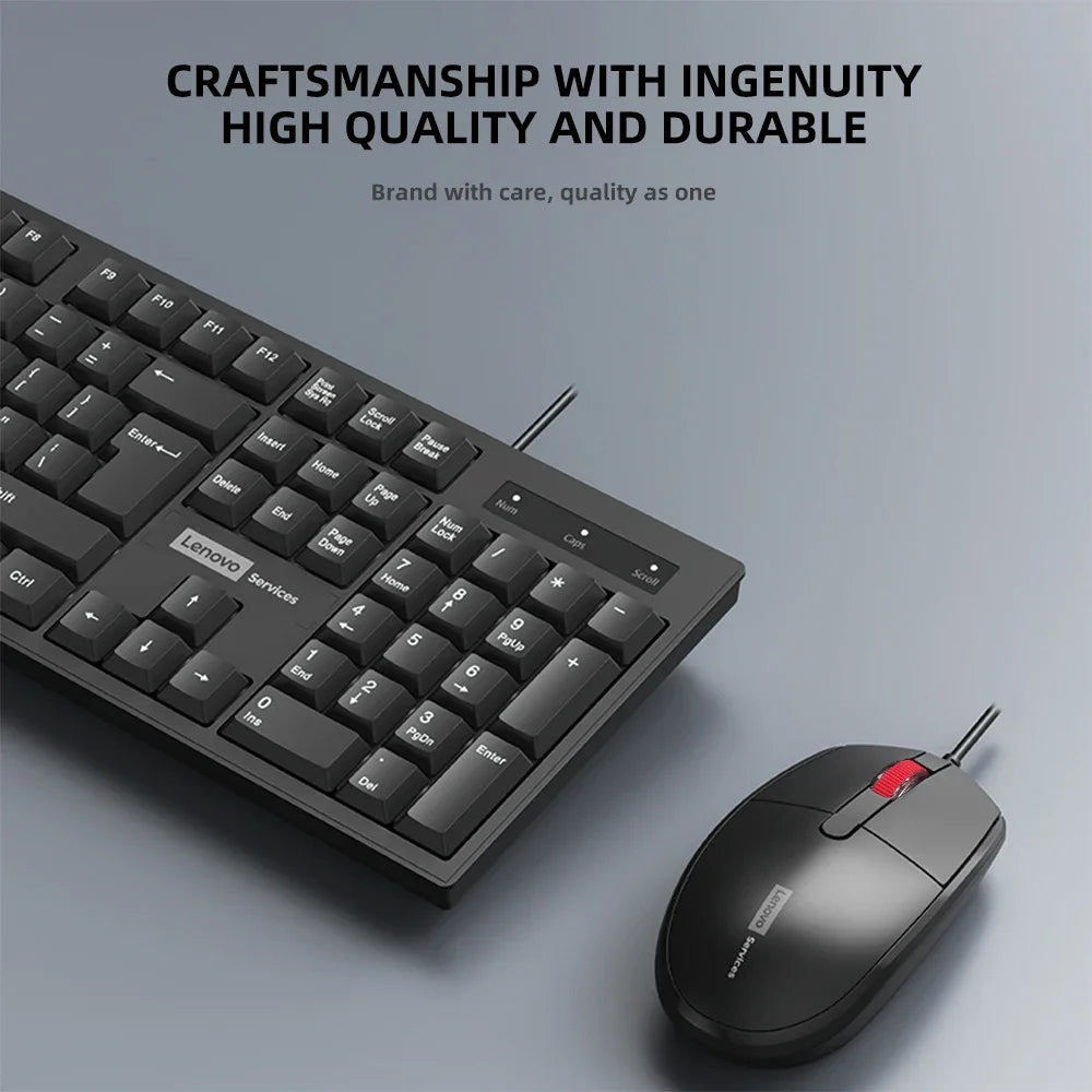 Lenovo 2-in-1 KM280 Wired Keyboard Mouse Combination Full-size Computer Office 3D Design Keyboards 1200DPI Mouse