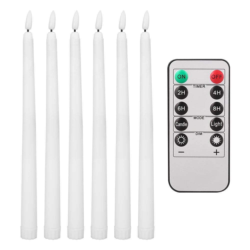 LED Flameless Taper Candles Flickering with 10-Key Remote 11’’ Battery Operated Ivory Candlesticks Christmas Home