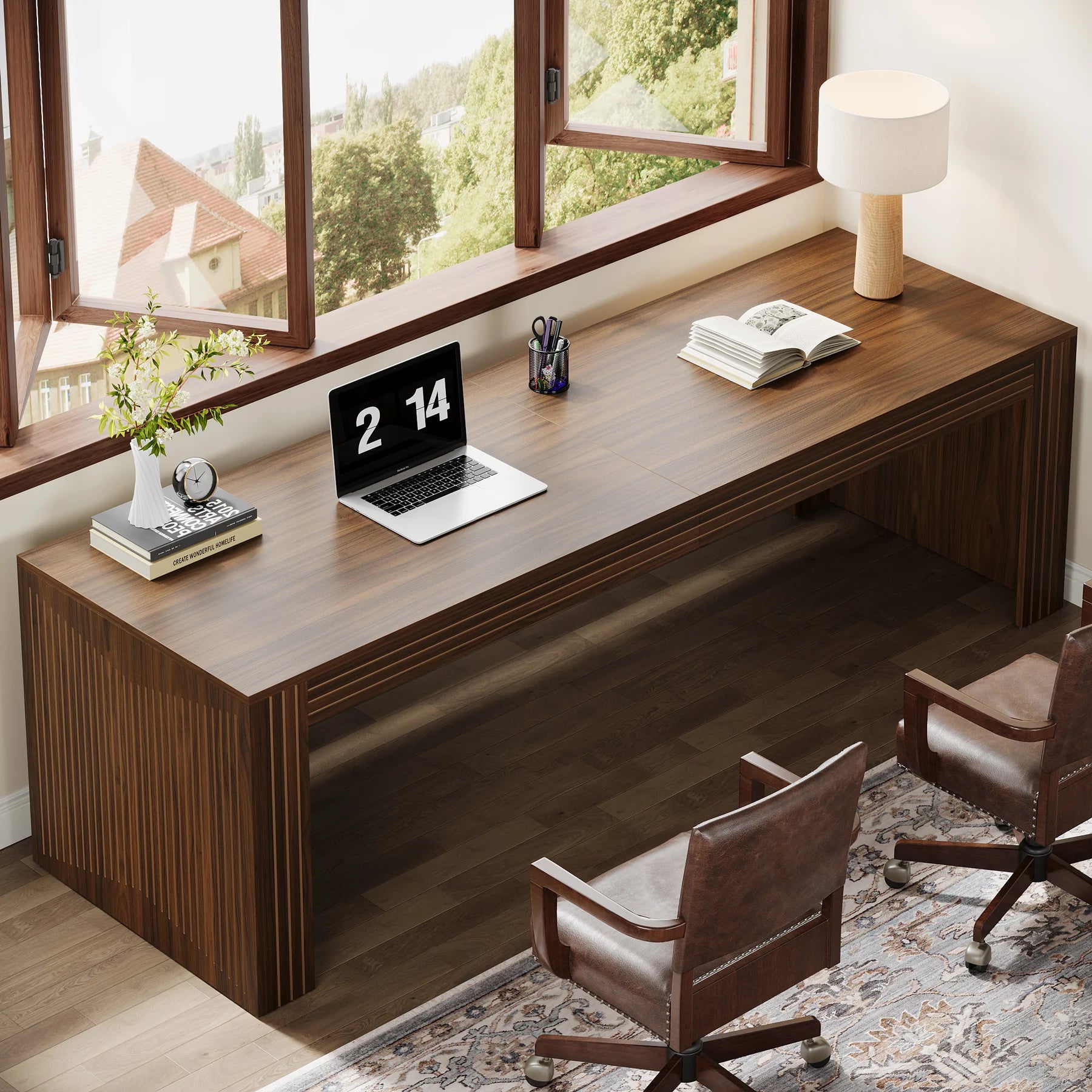 Tribesigns 79-Inch Extra Long Desk Two Person Double Desk for Home Office Wooden Long Computer Desk Writing Table