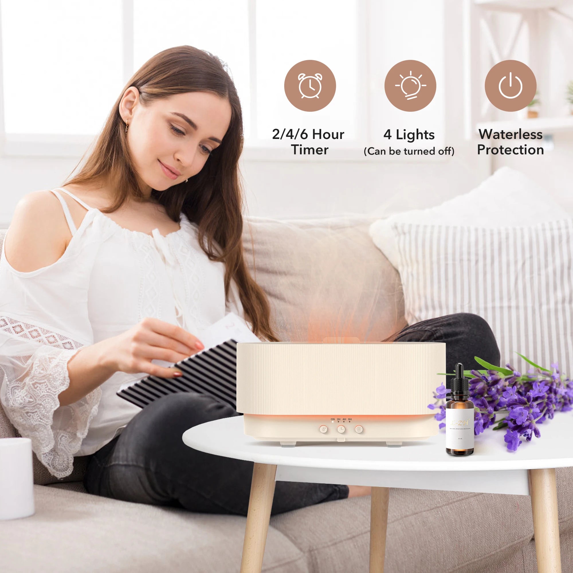 Sejoy Flame Aromatic Aroma Diffuser 300ml USB Household Air Humidifier With Cool Mist Colorful Desktop Purifier Bedroom