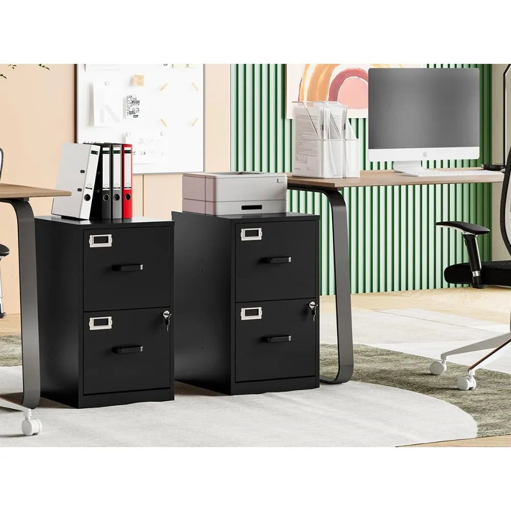 2 Drawer Filing Cabinet with Lock Metal Vertical File Cabinets for Home Office Lockable File Storage Cabinets Under Desk