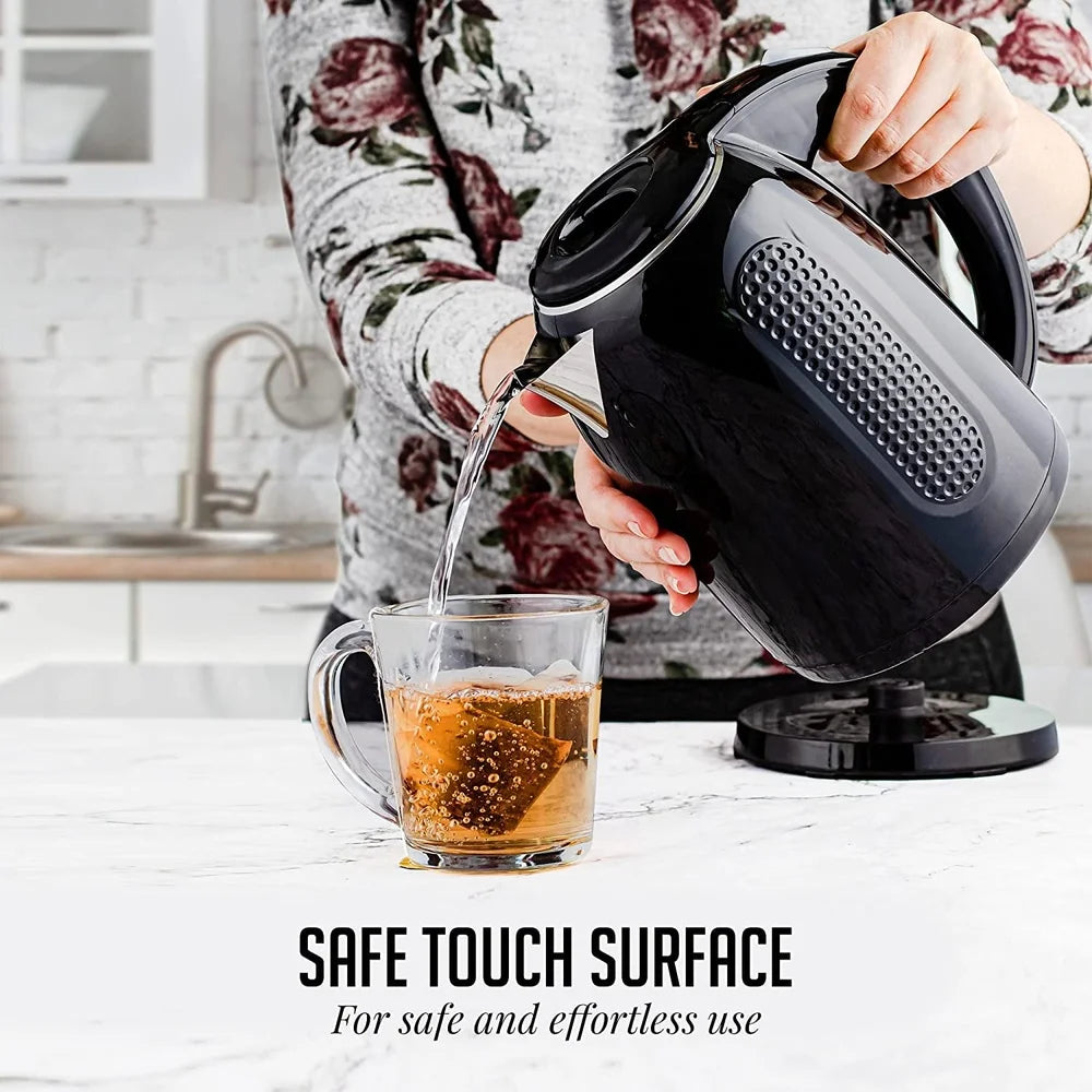 Portable Electric Kettle Stainless Steel Double Wall Insulated 1.7L Instant Hot Water Boiler 1100W Auto Shut Off Fast