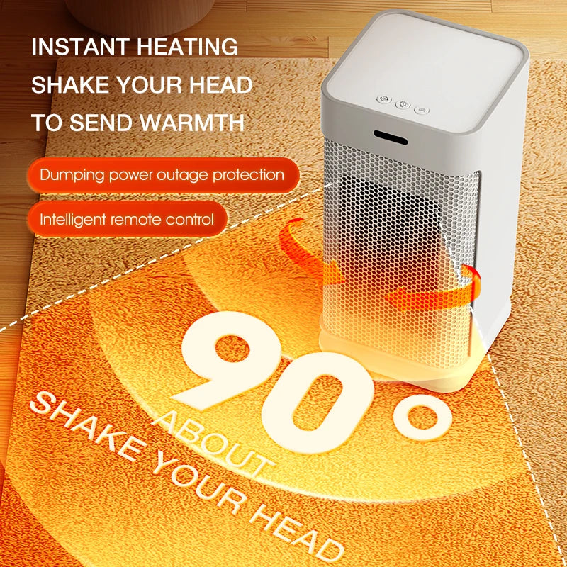 Portable Space Heater For Home Office PTC Ceramic Fast Heating 1200W Electric Fan Heater With Oscillation Remote/Timer