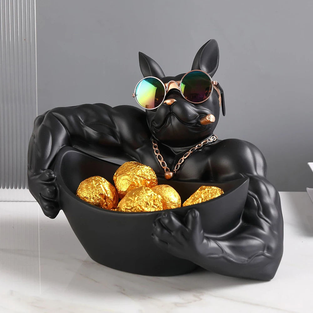 Bulldog Animal Figurines Cool Dog Statue Sculpture Living Study Room Bedroom Decor Home Interior Decoration Accessories