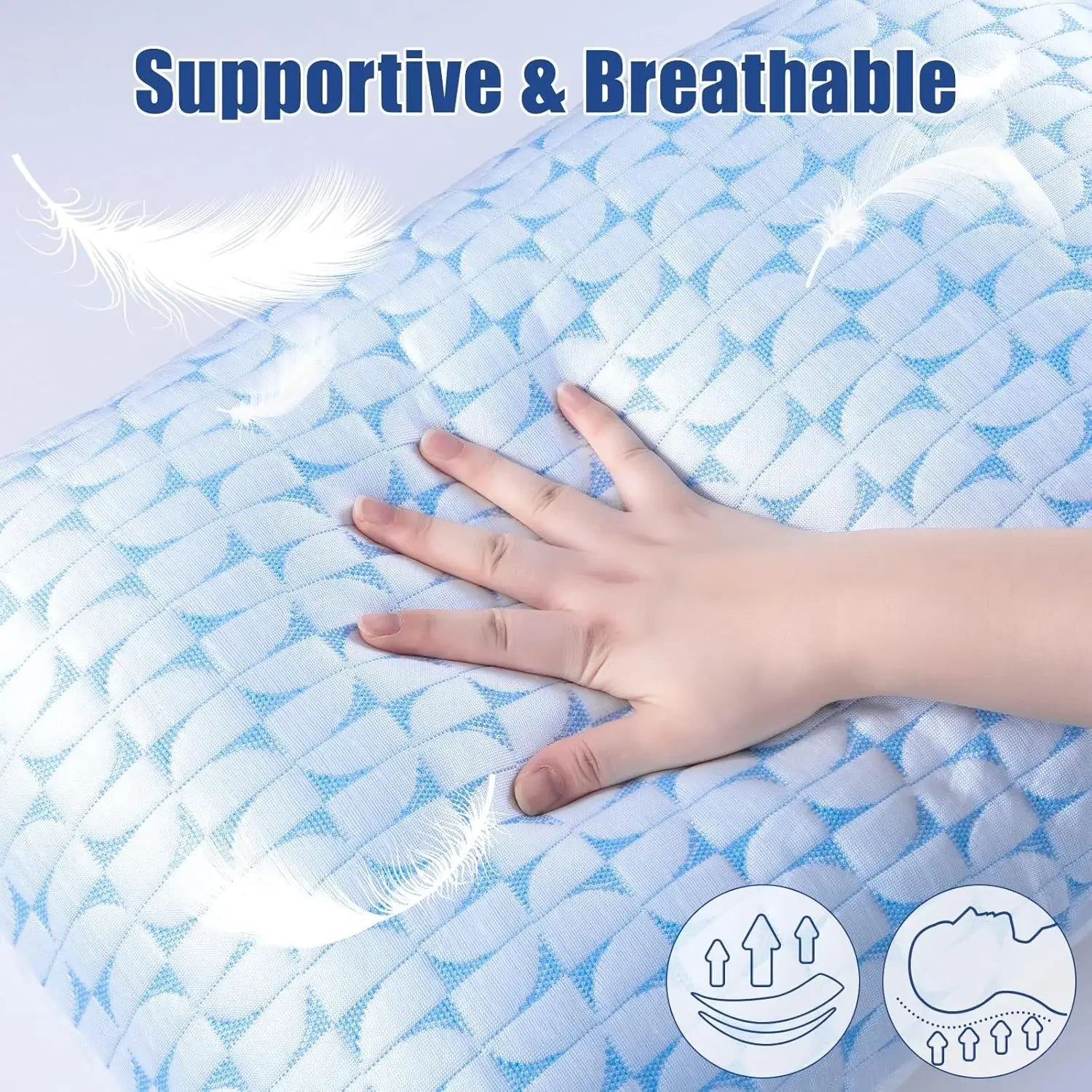 Shredded Memory Foam Pillows Queen/King Size Set of 2 Firm Adjustable Cooling Pillow for Side Sleeper Supportive Fluffy