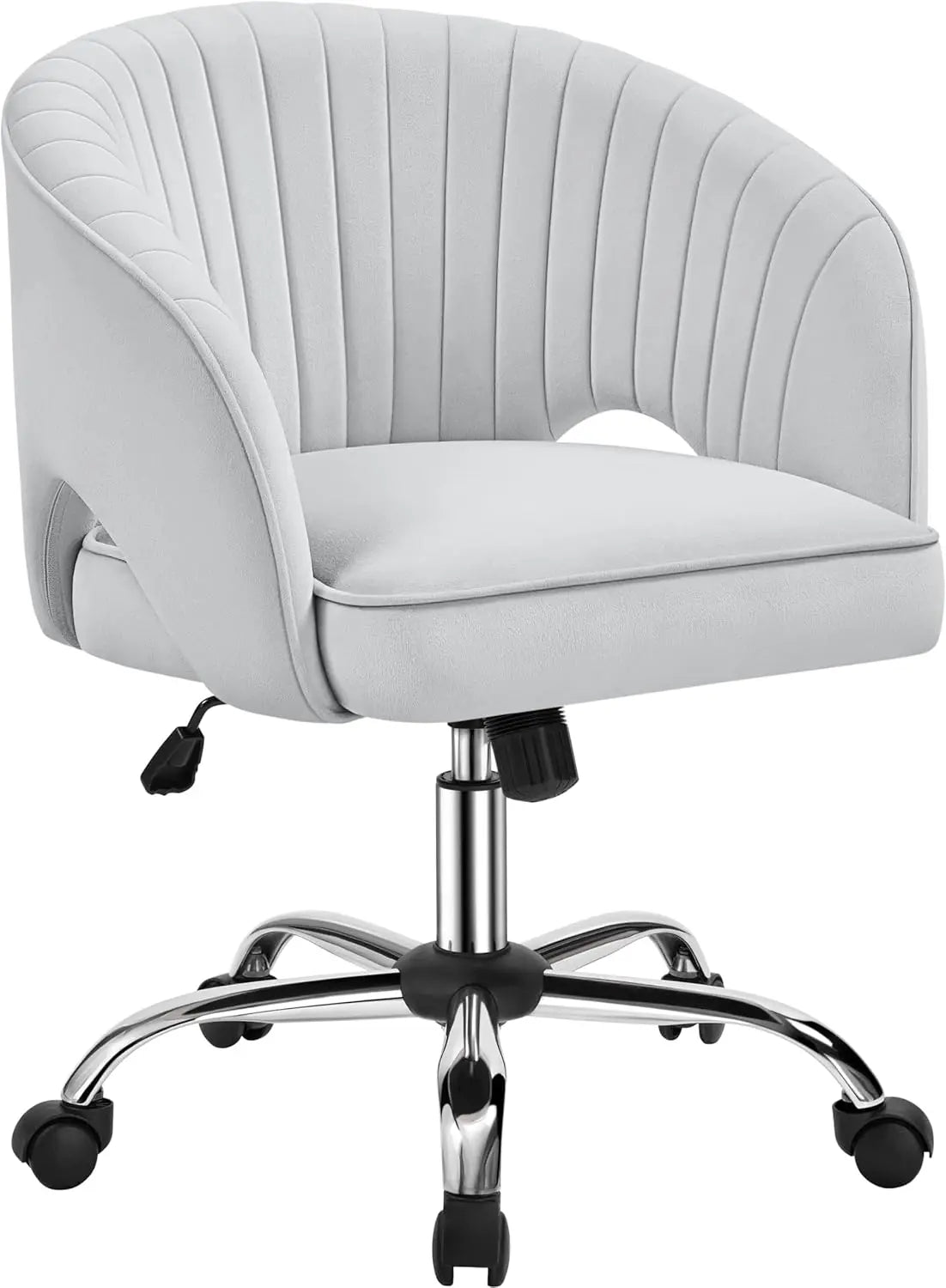 Home Office Chair Velvet Desk Chair Upholstered Modern Swivel Chair with Tufted Barrel Back Rolling Wheels for Office
