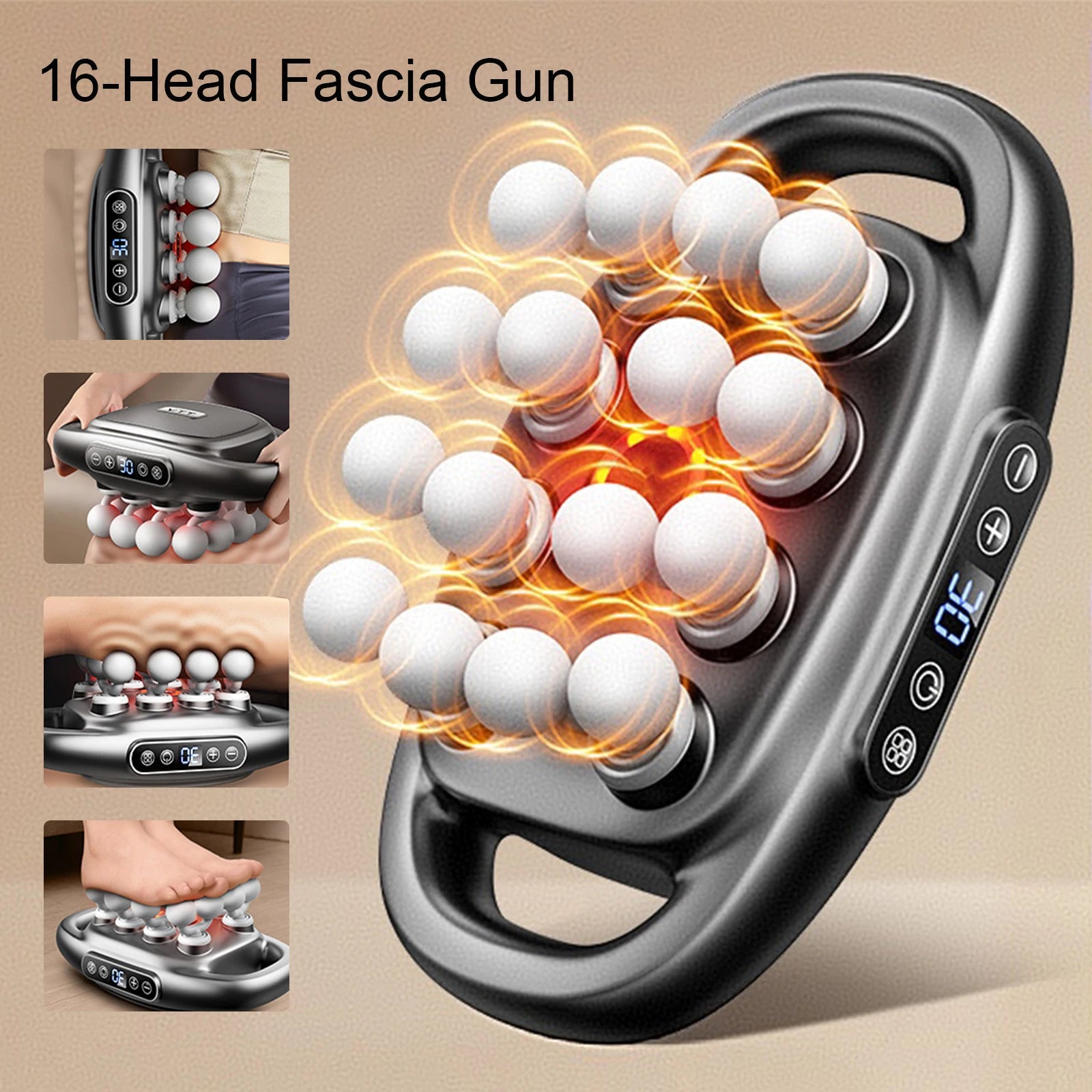 16-Head Fascia Gun High-Frequency Vibration Body Massage Gun Back and Waist Massager Neck Shoulder Massager Muscle