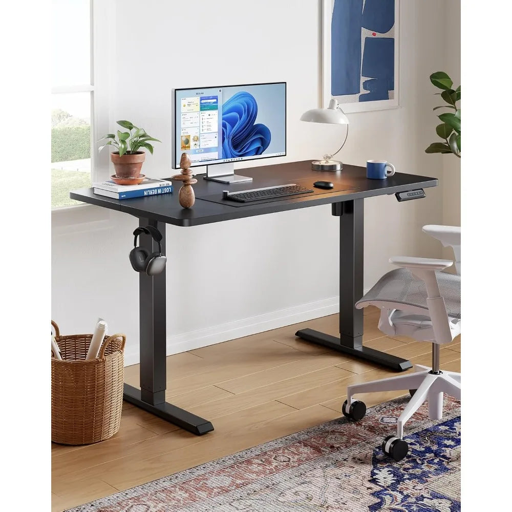 55’’ x 24’’ Electric Standing Desk Adjustable Height 4 Memory Height Settings Headphone Hook Cable Manager Sit Stand Up