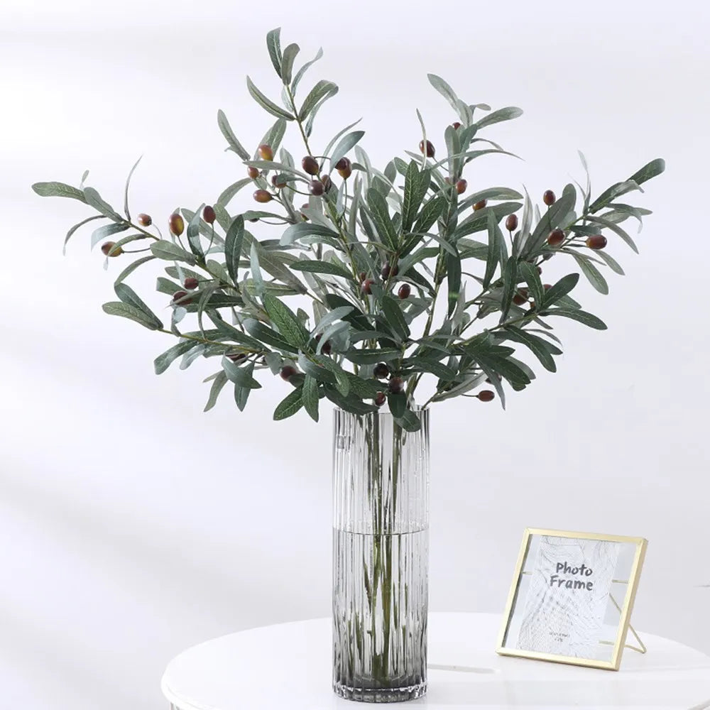 Artificial Olive Branches Leave With Fruits for Home Wedding Decoration Accessories Christmas Diy Vase Green Fake