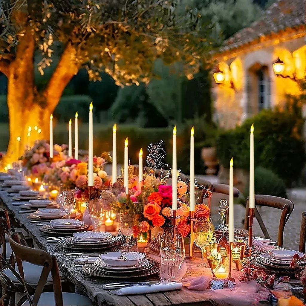 12-200Pcs Flameless Taper Candles Wedding Flickering LED Candles with 3D Wick Battery Operated Candles Party Home Fake