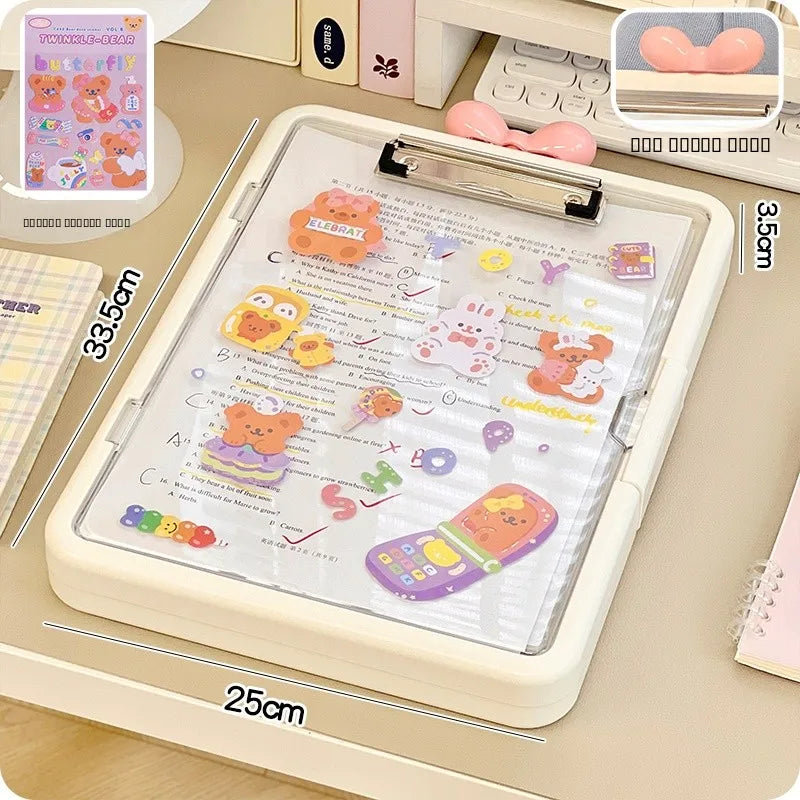 Simple Ins Sle Student Test Paper Storage Box Desktop Organizer Cute Cartoon Plastic File Cabinet Writing Desk Accory