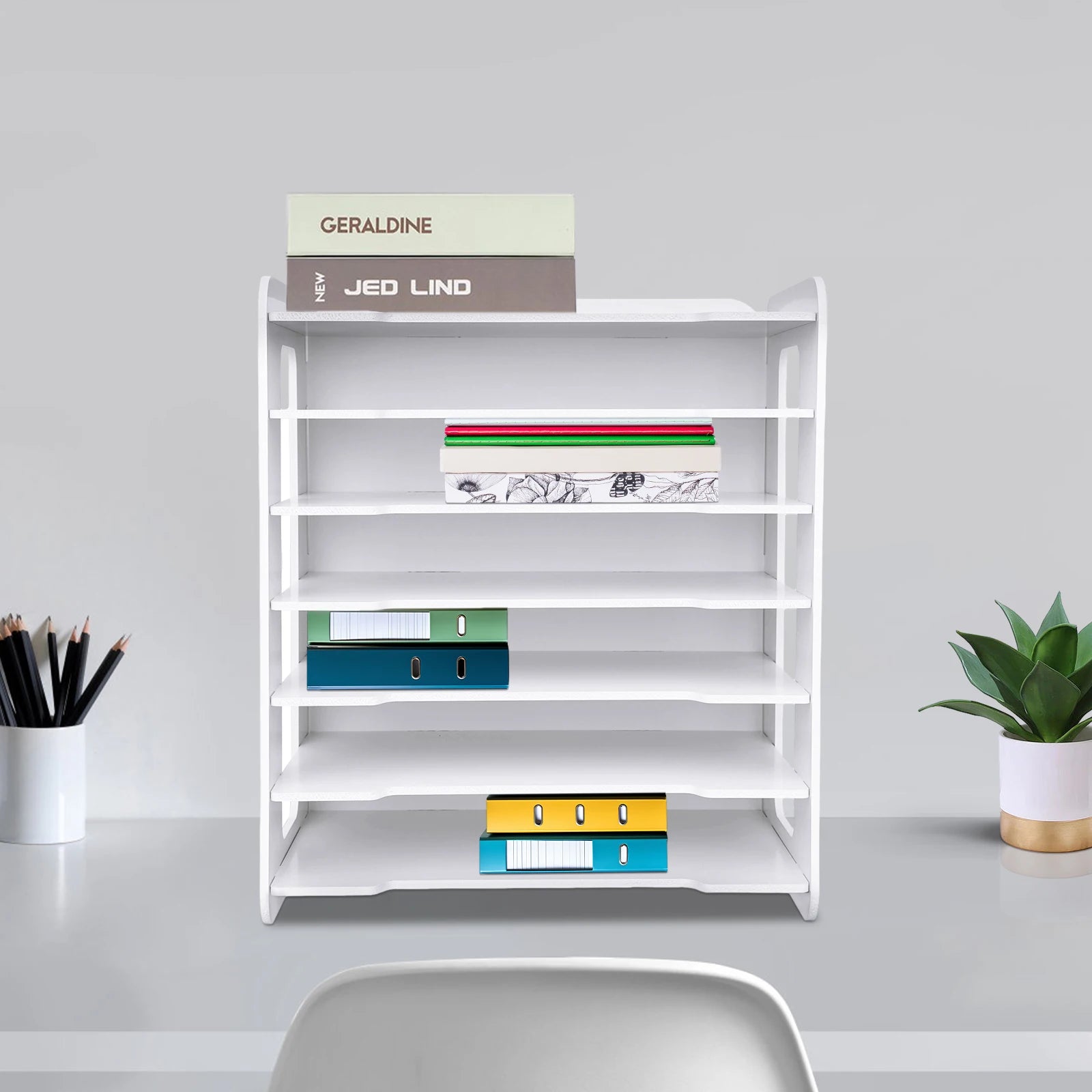7-Layer File Organizer with PVC Material Easy Assembly Space-Saving Storage for Desk Ideal for Home Office and School