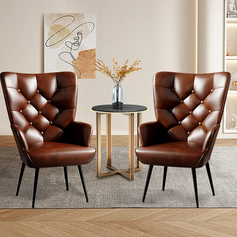 Velvet Armchair High Back Bedroom Chair Medieval Modern Living Room Chair Plush Button Back Sofa Chair Soft Cushioned