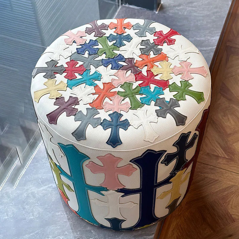 Round Stools Multifunctional Ottomans Children Shoe Changing Stool Decorative Living Room Modern Small Chair Portable