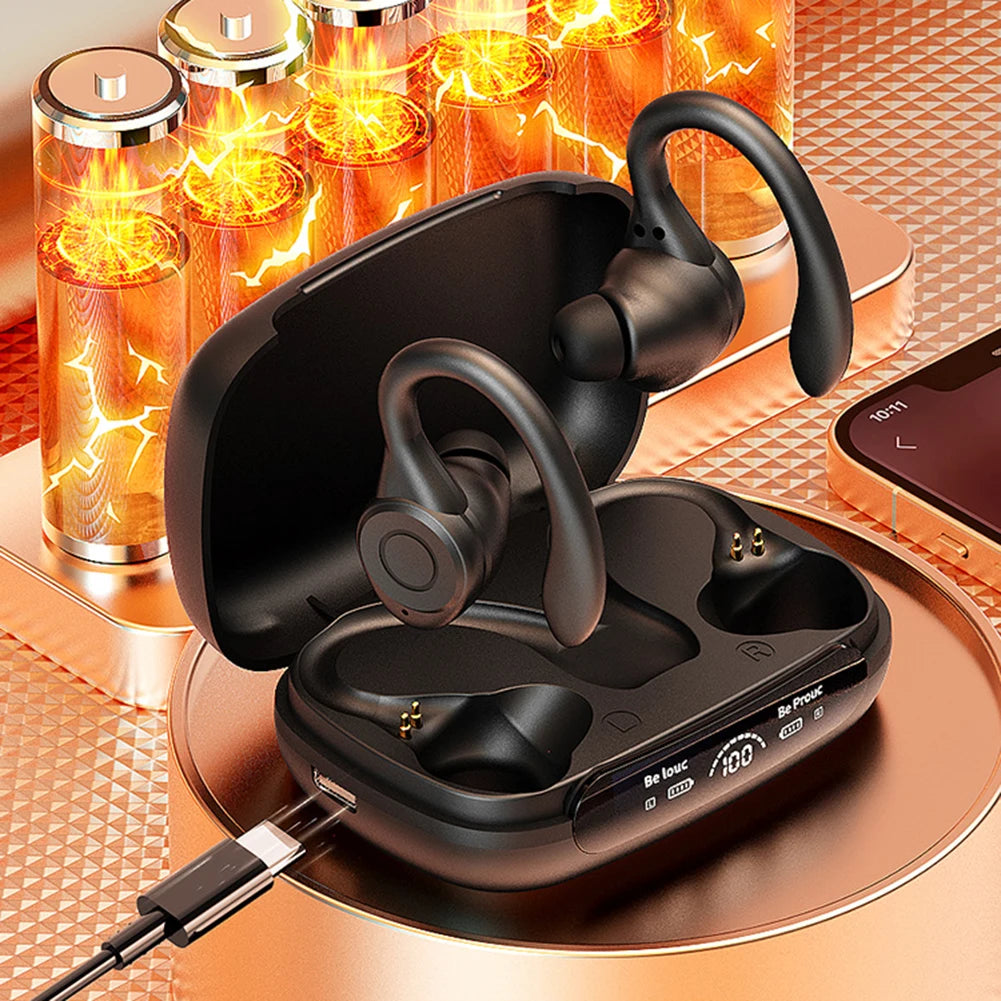 Wireless Headset Ear Hook Noise Reduction TWS Earphones Bluetooth-Compatible5.3 Power Display Comfortable Sports Gaming