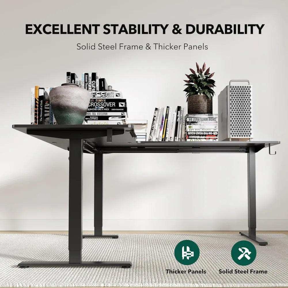 63 x 55L Shaped Standing Desk Adjustable Height 63 Inch Electric Stand up Corner Computer Desk Sit Stand Home Office De